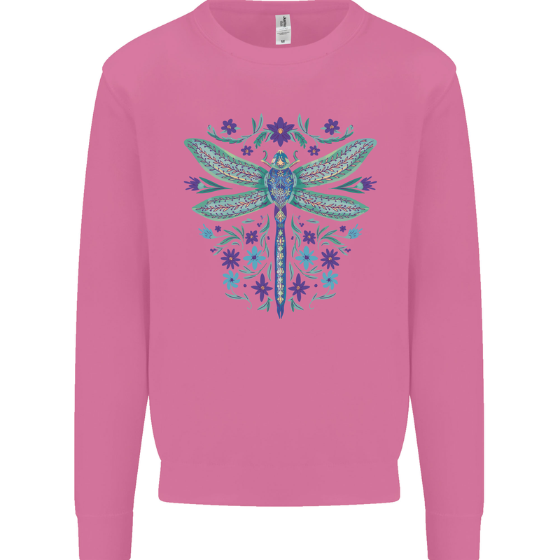 A Floral Dragonfly Mens Sweatshirt Jumper Azalea