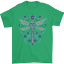 A Floral Dragonfly Mens T-Shirt 100% Cotton Irish Green