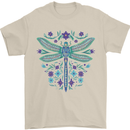 A Floral Dragonfly Mens T-Shirt 100% Cotton Sand