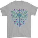 A Floral Dragonfly Mens T-Shirt 100% Cotton Sports Grey