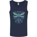 A Floral Dragonfly Mens Vest Tank Top Navy Blue