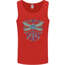 A Floral Dragonfly Mens Vest Tank Top Red