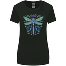 A Floral Dragonfly Womens Wider Cut T-Shirt Black