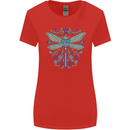 A Floral Dragonfly Womens Wider Cut T-Shirt Red