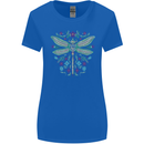 A Floral Dragonfly Womens Wider Cut T-Shirt Royal Blue