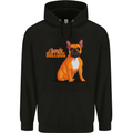 A French Bulldog Illustration Mens 80% Cotton Hoodie Black