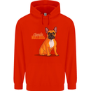 A French Bulldog Illustration Mens 80% Cotton Hoodie Bright Red