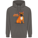 A French Bulldog Illustration Mens 80% Cotton Hoodie Charcoal