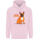A French Bulldog Illustration Mens 80% Cotton Hoodie Light Pink