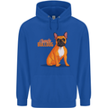 A French Bulldog Illustration Mens 80% Cotton Hoodie Royal Blue