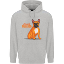 A French Bulldog Illustration Mens 80% Cotton Hoodie Sports Grey