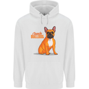 A French Bulldog Illustration Mens 80% Cotton Hoodie White