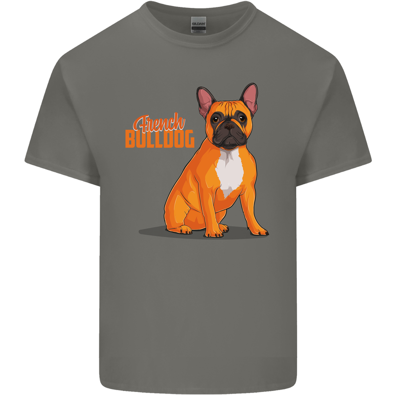 A French Bulldog Illustration Mens Cotton T-Shirt Tee Top Charcoal