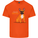 A French Bulldog Illustration Mens Cotton T-Shirt Tee Top Orange