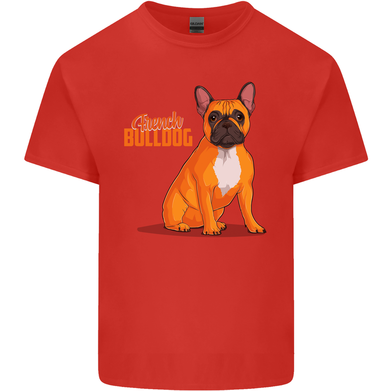 A French Bulldog Illustration Mens Cotton T-Shirt Tee Top Red