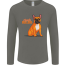 A French Bulldog Illustration Mens Long Sleeve T-Shirt Charcoal