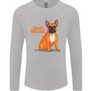A French Bulldog Illustration Mens Long Sleeve T-Shirt Sports Grey