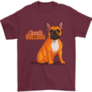 A French Bulldog Illustration Mens T-Shirt 100% Cotton Maroon