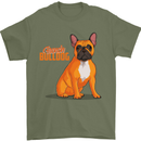 A French Bulldog Illustration Mens T-Shirt 100% Cotton Military Green