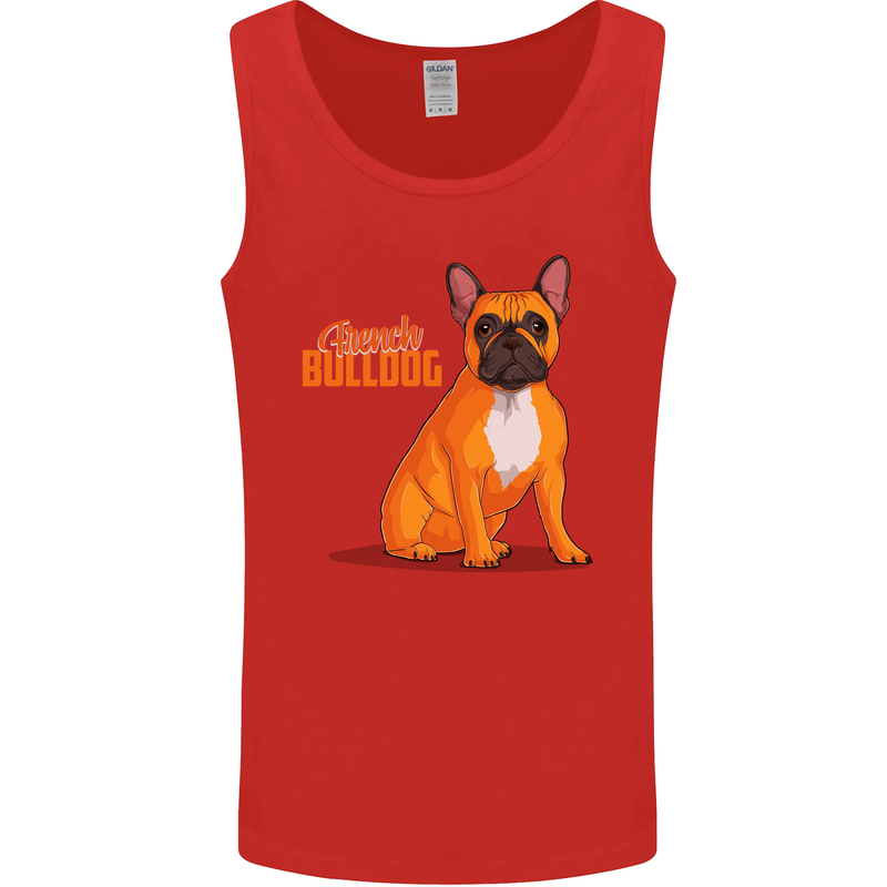 A French Bulldog Illustration Mens Vest Tank Top Red
