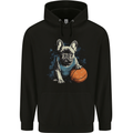 A French Bulldog With a Basketball Dog Mens 80% Cotton Hoodie Black