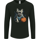 A French Bulldog With a Basketball Dog Mens Long Sleeve T-Shirt Black
