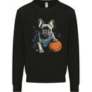 A French Bulldog With a Basketball Dog Mens Sweatshirt Jumper Black