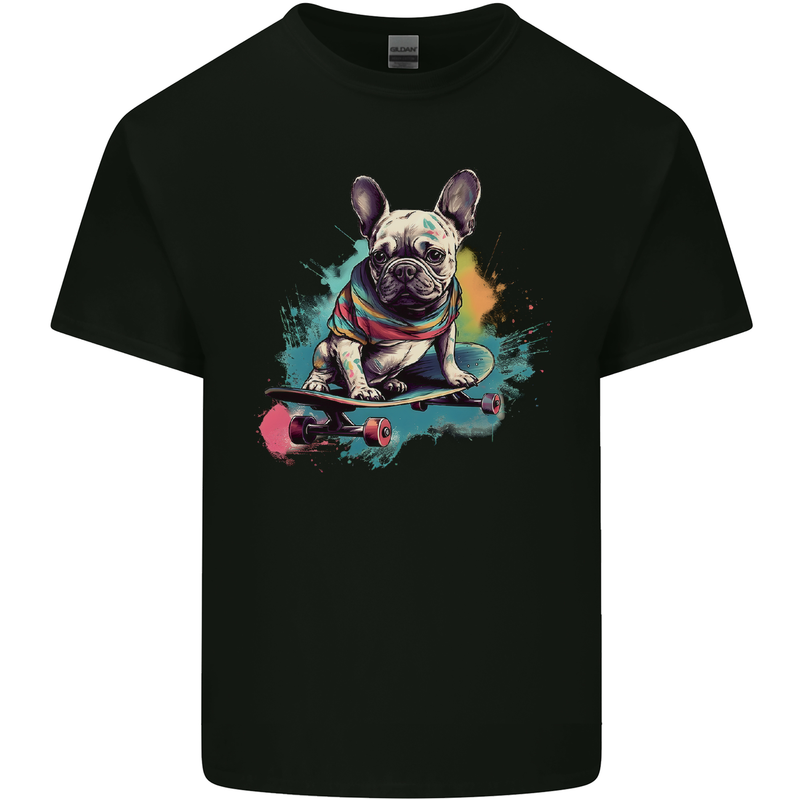 A French Bulldog on a Skateboard Kids T-Shirt Childrens Black