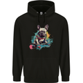 A French Bulldog on a Skateboard Mens 80% Cotton Hoodie Black