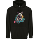 A French Bulldog on a Skateboard Mens 80% Cotton Hoodie Black