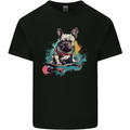 A French Bulldog on a Skateboard Mens Cotton T-Shirt Tee Top Black