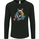 A French Bulldog on a Skateboard Mens Long Sleeve T-Shirt Black