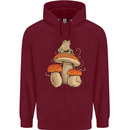 A Frog & 3 Mushrooms Foraging Mycology Fungi Mens 80% Cotton Hoodie Maroon