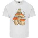 A Frog & 3 Mushrooms Foraging Mycology Fungi Mens Cotton T-Shirt Tee Top White