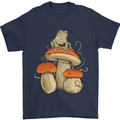 A Frog & 3 Mushrooms Foraging Mycology Fungi Mens T-Shirt 100% Cotton Navy Blue