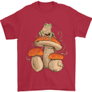 A Frog & 3 Mushrooms Foraging Mycology Fungi Mens T-Shirt 100% Cotton Red