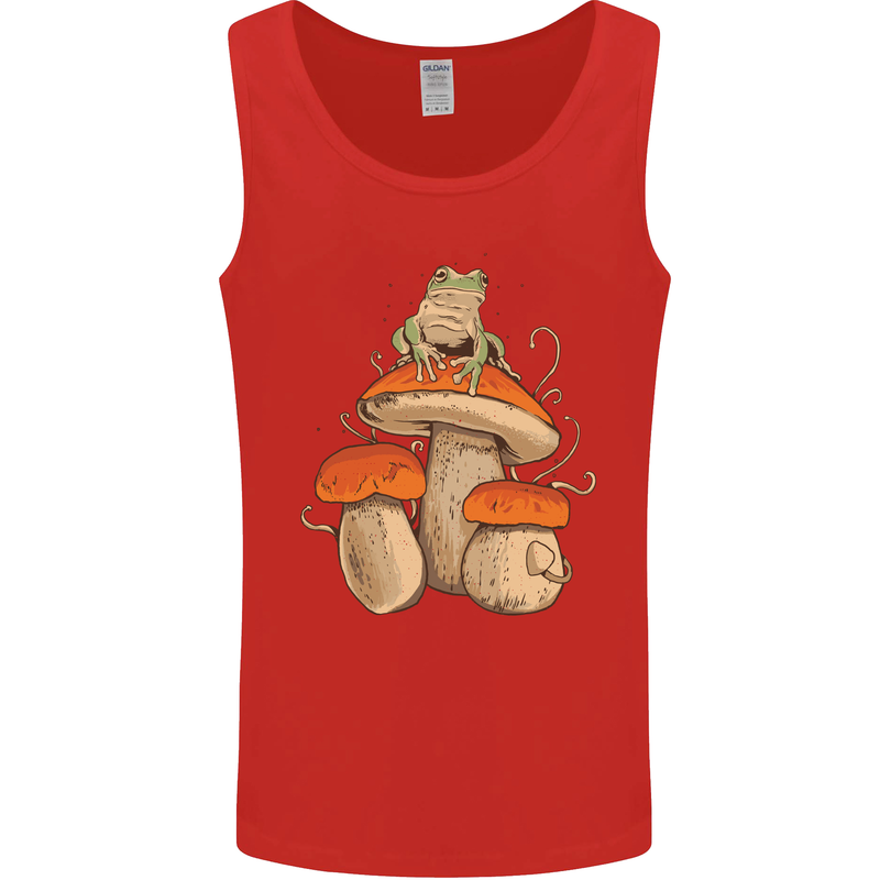 A Frog & 3 Mushrooms Foraging Mycology Fungi Mens Vest Tank Top Red