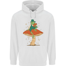 A Frog & Book Mushrooms Foraging Mycology Fungi Mens 80% Cotton Hoodie White