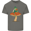 A Frog & Book Mushrooms Foraging Mycology Fungi Mens Cotton T-Shirt Tee Top Charcoal