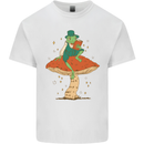A Frog & Book Mushrooms Foraging Mycology Fungi Mens Cotton T-Shirt Tee Top White