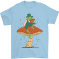 A Frog & Book Mushrooms Foraging Mycology Fungi Mens T-Shirt 100% Cotton Light Blue