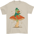 A Frog & Book Mushrooms Foraging Mycology Fungi Mens T-Shirt 100% Cotton Sand