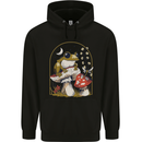 A Frog & Mushrooms Foraging Mycology Fungi Mens 80% Cotton Hoodie Black