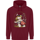 A Frog & Mushrooms Foraging Mycology Fungi Mens 80% Cotton Hoodie Maroon