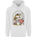 A Frog & Mushrooms Foraging Mycology Fungi Mens 80% Cotton Hoodie White