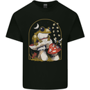 A Frog & Mushrooms Foraging Mycology Fungi Mens Cotton T-Shirt Tee Top Black