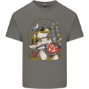 A Frog & Mushrooms Foraging Mycology Fungi Mens Cotton T-Shirt Tee Top Charcoal