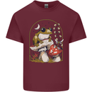 A Frog & Mushrooms Foraging Mycology Fungi Mens Cotton T-Shirt Tee Top Maroon