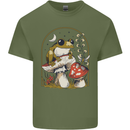 A Frog & Mushrooms Foraging Mycology Fungi Mens Cotton T-Shirt Tee Top Military Green