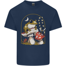 A Frog & Mushrooms Foraging Mycology Fungi Mens Cotton T-Shirt Tee Top Navy Blue